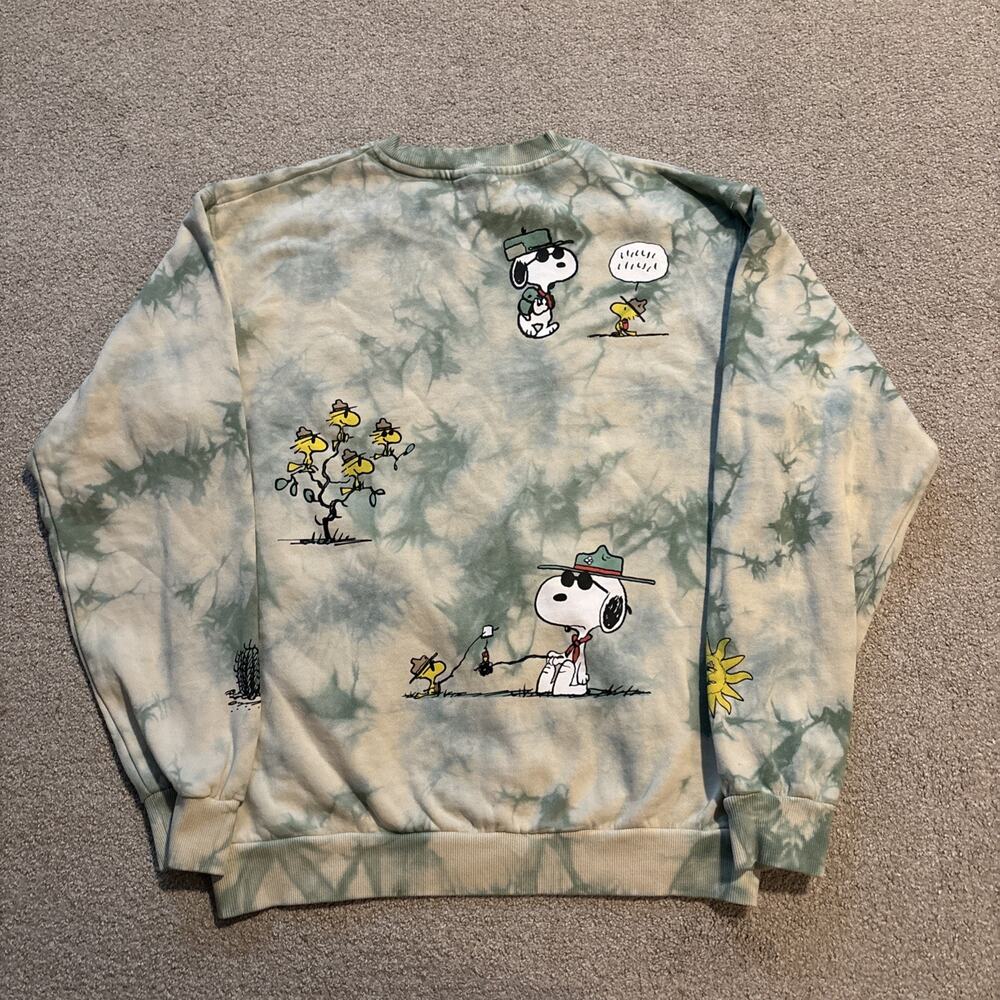 Peanuts Parks Project Sweatshirt Green Nature Therapy Snoopy Woodstock Men’s M - Picture 8 of 8